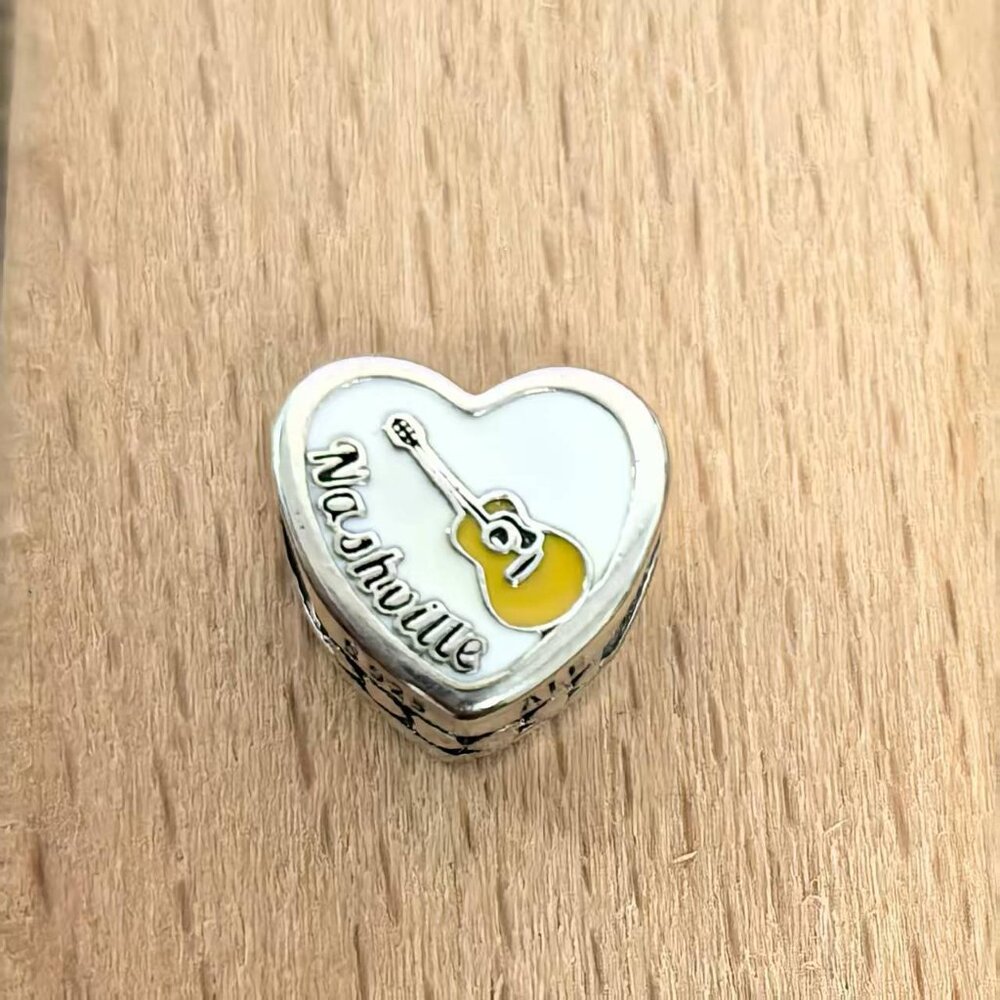 Pandora White and Yellow Nashville Heart Charm